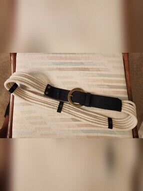 The GAP Cream Rope Belt with Black Accent and Brass Ring